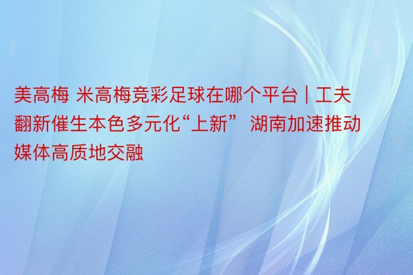 美高梅 米高梅竞彩足球在哪个平台 | 工夫翻新催生本色多元化“上新”  湖南加速推动媒体高质地交融