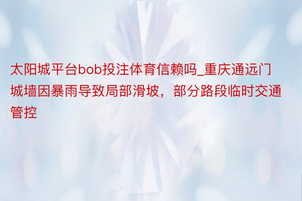 太阳城平台bob投注体育信赖吗_重庆通远门城墙因暴雨导致局部滑坡，部分路段临时交通管控
