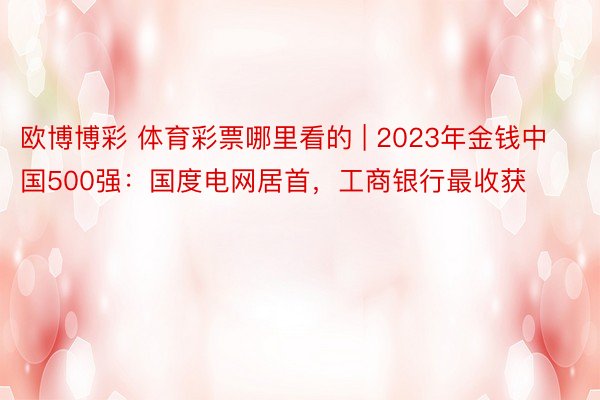 欧博博彩 体育彩票哪里看的 | 2023年金钱中国500强：国度电网居首，工商银行最收获