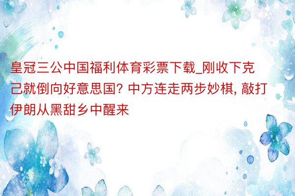 皇冠三公中国福利体育彩票下载_刚收下克己就倒向好意思国? 中方连走两步妙棋, 敲打伊朗从黑甜乡中醒来