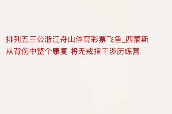 排列五三公浙江舟山体育彩票飞鱼_西蒙斯从背伤中整个康复 将无戒指干涉历练营